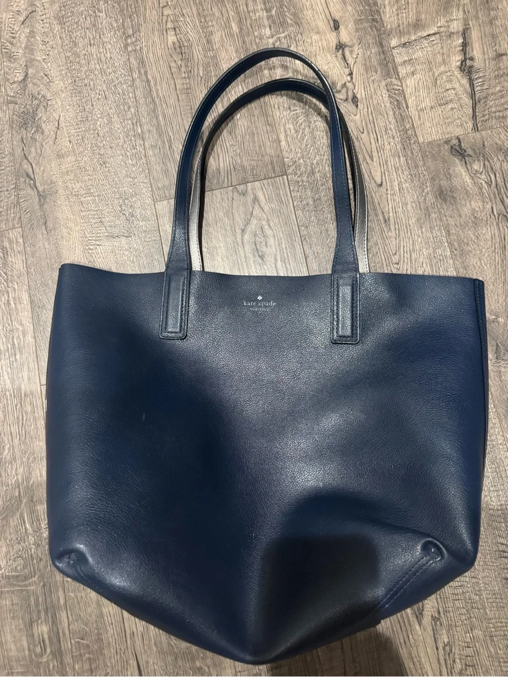 kate spade Navy Leather Tote with Top Handles